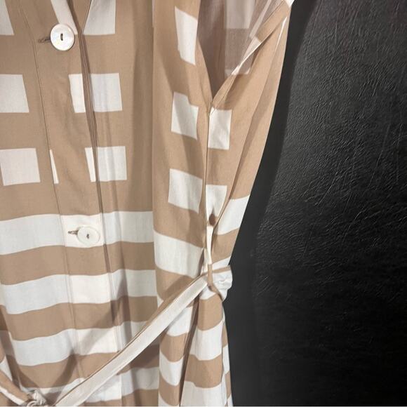 Garnet Hill Tan and White Checkered Midi Dress - Picture 4 of 11